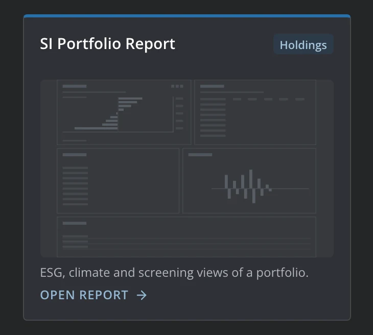 The whole SI Portfolio Report card in Salt DS, dark mode.